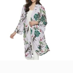 Jennifer Lopez White and Green Tropical Robe